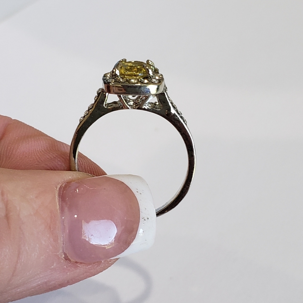 Citrine gemstone, CZ Rhinestone, Fashion RIng - Picture 11 of 16